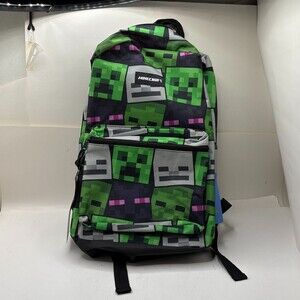 Minecraft Backpack Creeper 17" Laptop Sleeve Padded Shoulder Straps Green